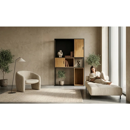 REGAŁ NA KSIĄŻKI METALOWE DREWNO LITE DĄB JESION OLCHA RNK-160